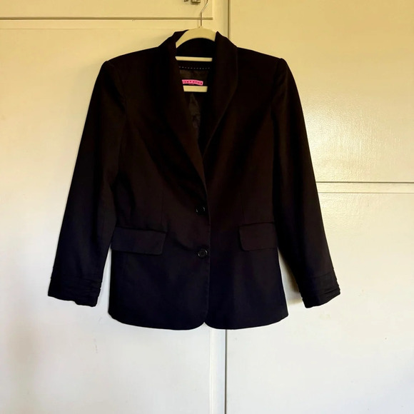 Alice & Olivia Black Shawl Collar Blazer Ruched Sleeve Cuffs Size Medium - Picture 10 of 10